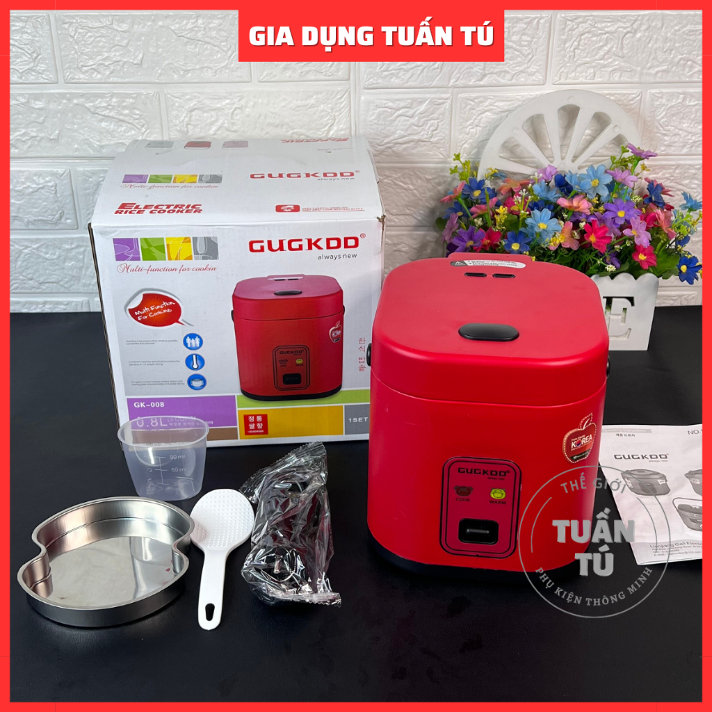 Nồi cơm điện mini đa năng 0.8L GK-008 phù hợp cho 1-2 người ăn - Nồi cơm điện nhỏ tiện dụng - Kho Gia Dụng Tuấn Tú