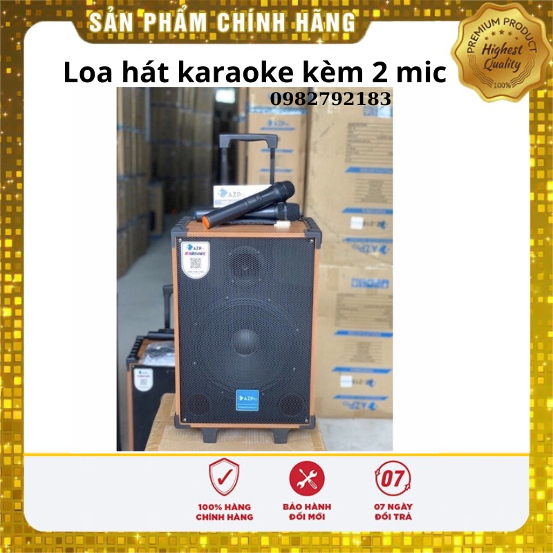 Loa kẹo kéo karaoke mini AZPro AZ 8 tặng kèm 2mic ,Loa nghe nhạc di động cực hay