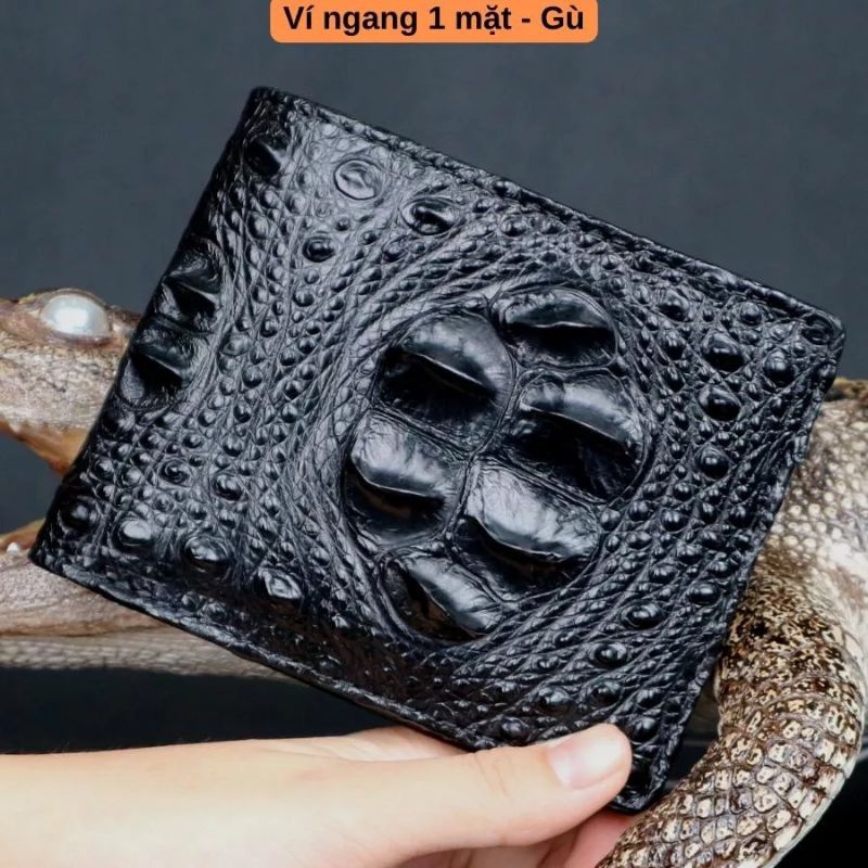 Ví Nam Da Cá Sấu Gai Lưng Cao Cấp Màu Nâu Cà Phê ST01 Bảo Hành 24 Tháng kèm Hộp