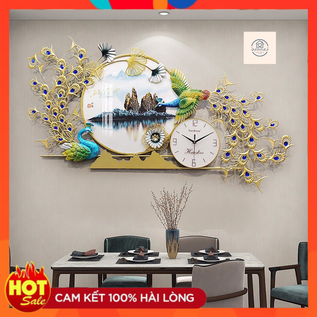 Đồng Hồ Treo Tường Trang Trí Chim Công Phú Quý - Mã 2929 đồng hồ trang trí nghệ thuật sang trọng, quý phái