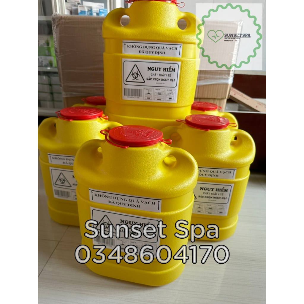 Bình Hủy Bơm Kim Tiêm 6.8 lít, Thùng Chứa Kim Tiêm, Rác Sắc Nhọn, Rác Sinh Học 6.8L, Hộp Đựng Vật Sắc Nhọn 6.8L