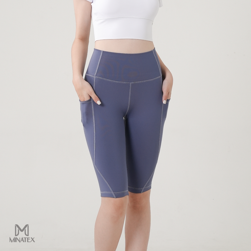 Minatex HN - Quần lửng tập trên gối, quần lửng tập gym, quần tập nữ ngắn trên gối có túi sâu rộng tiện lợi lên dáng xinh