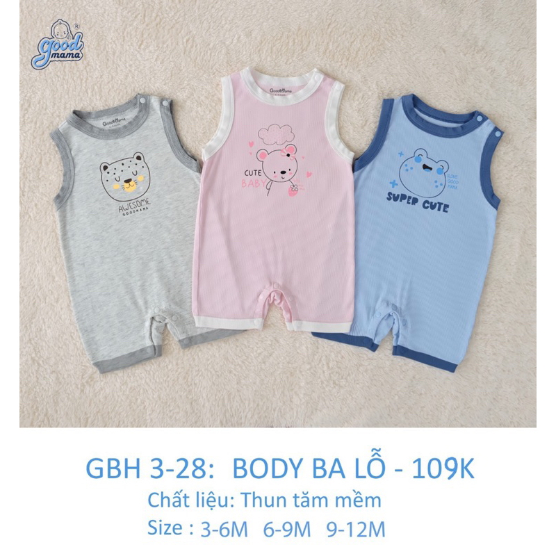 [GOODMAMA] bộ body cộc cho bé trai bé gái hãng goodmama