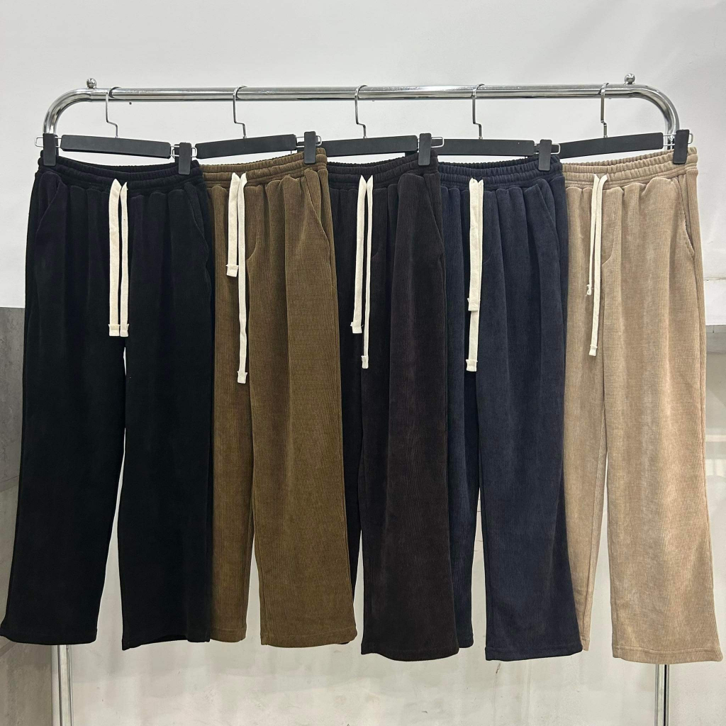 Quần dài nhung tăm dáng suông quần baggy nhung tăm co dãn KUN SHOP UNISEX