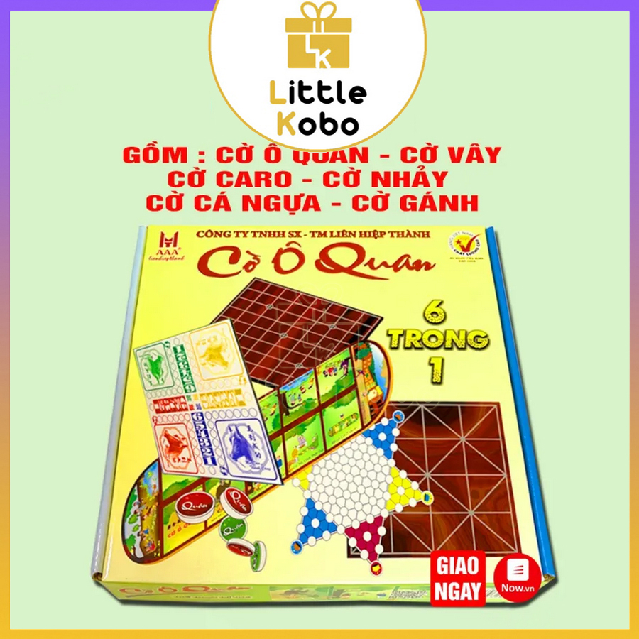 Cờ Ô Ăn Quan 6 in 1 Board Game Gồm Cờ Ô Ăn Quan, Cờ Cá Ngựa, Cờ Vây, Cờ Gánh, Cờ Nhảy, Cờ Caro Đồ Chơi