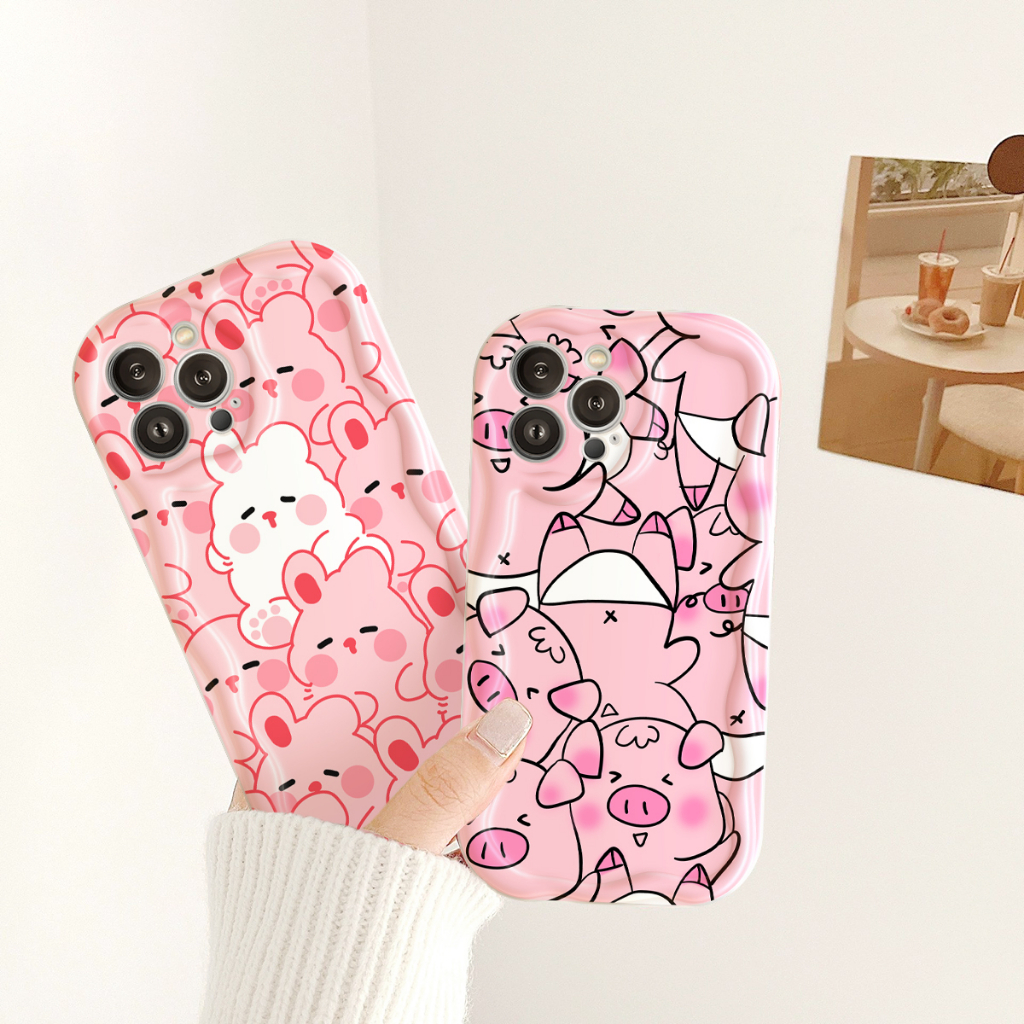 Ốp lưng iphone cạnh sóng nổi Thỏ heo xinh 6/6plus/6s/6splus/7/7plus/8/8plus/x/xs/11/12/13/14/pro/max/promax/plus/shin