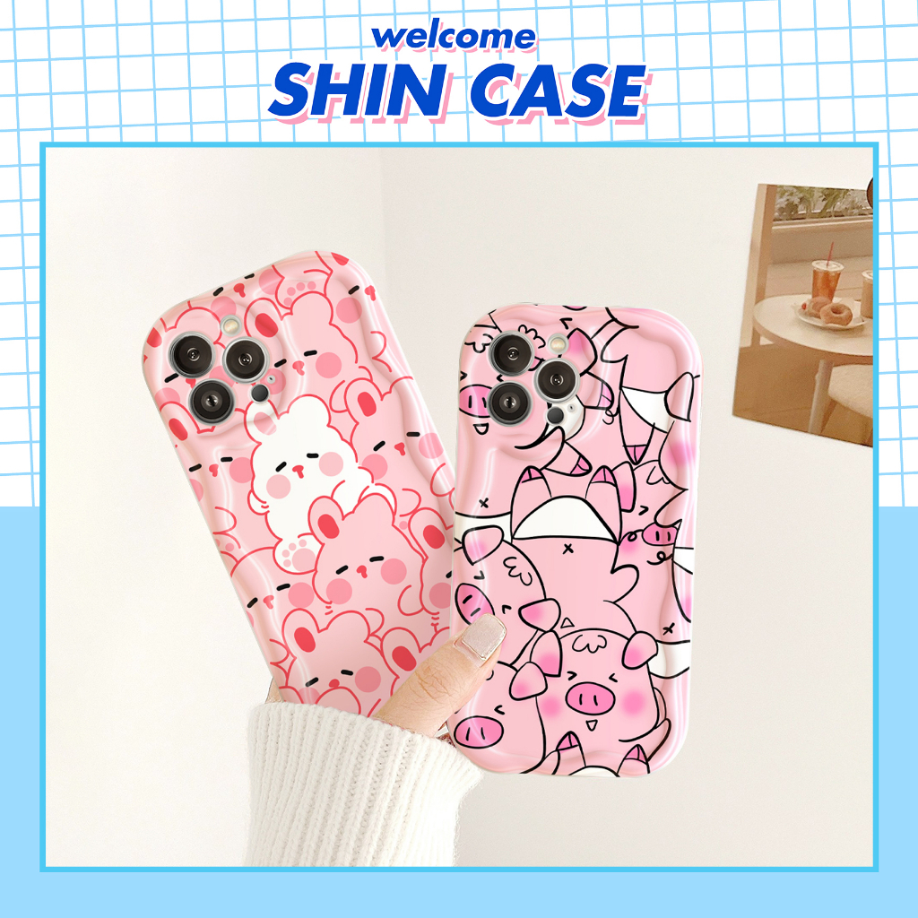 Ốp lưng iphone cạnh sóng nổi Thỏ heo xinh 6/6plus/6s/6splus/7/7plus/8/8plus/x/xs/11/12/13/14/pro/max/promax/plus/shin