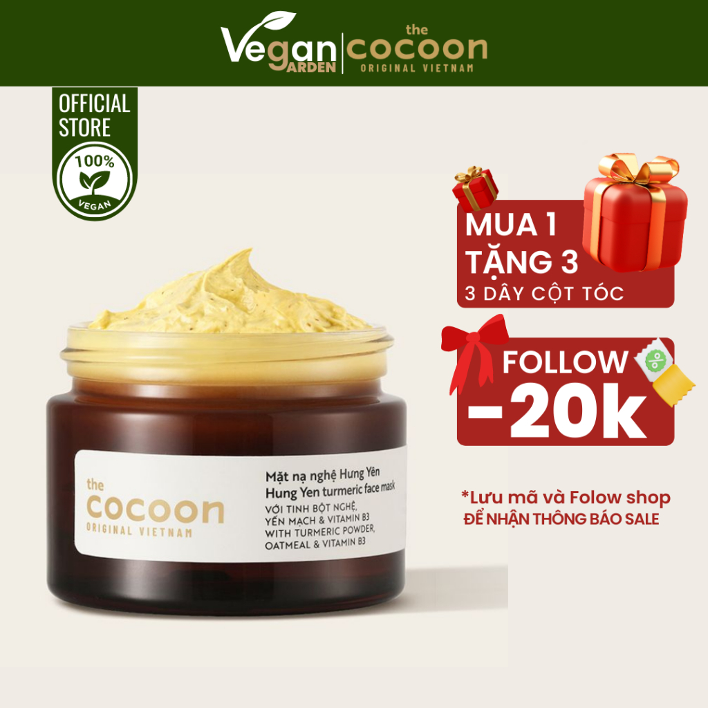 Mặt nạ nghệ Hưng Yên Cocoon 30ml giúp da trắng sáng mịn màng - Thuần Chay Vegan Garden