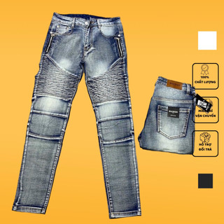 Quần jean nam amiri batman phối vải nhăn khoá zip - chất đẹp co dãn 4 chiều không phai màu - qj001