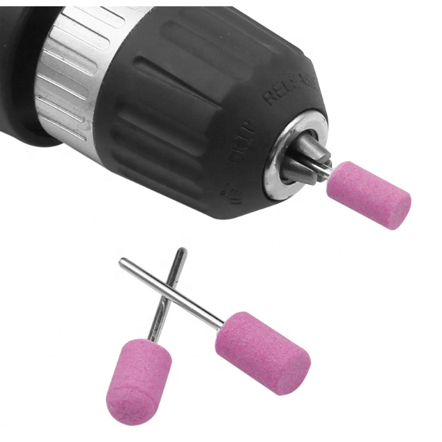 Đá mài hồng chân 3mm, đầu hình trụ, hình nhọn phi 4 đến phi 12mm. Đĩa mài hồng chân 3mm phi 20, 22, 25