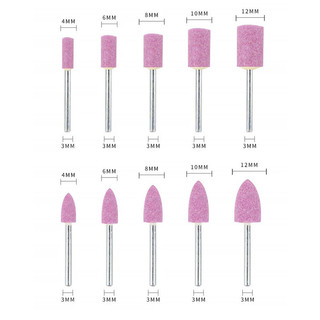 Đá mài hồng chân 3mm, đầu hình trụ, hình nhọn phi 4 đến phi 12mm