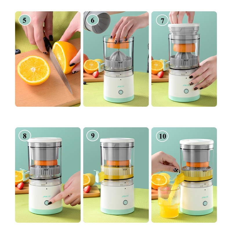 Máy Ép Cam Tự Động, Máy Vắt Cam Tự Động Không Dây - Máy Ép Chậm Trái Cây, Vắt Chanh Đa Năng Sạc USB