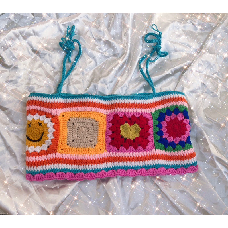 Áo Croptop Thái siêu xinh , Handmade , Áo Len hai dây