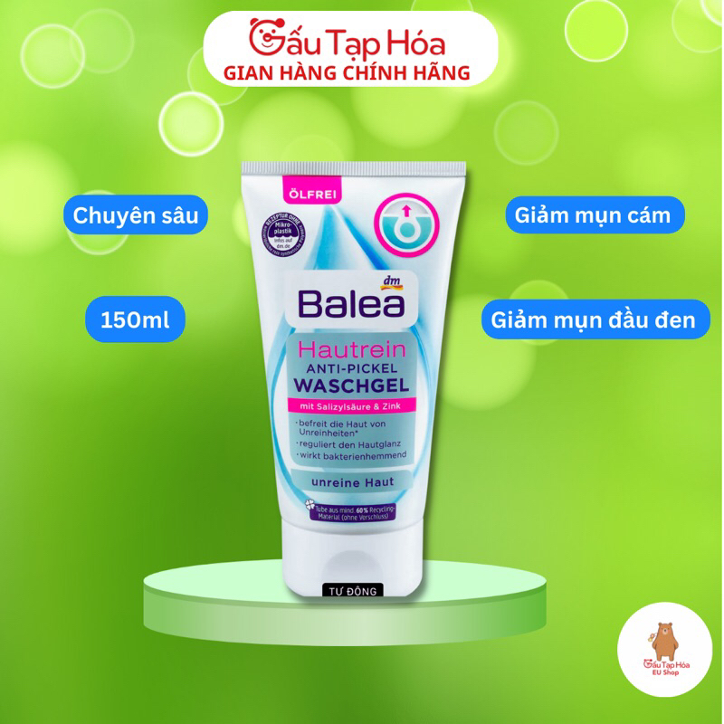 Sữa rửa mặt BALEA ngăn ngừa mụn làm sạch da Waschgel Hautrein Anti-Pickel, 150ml - hàng nhập khẩu Đức