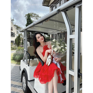 Set váy tơ dập ly hoa cổ
