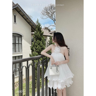 Set váy tơ dập ly hoa cổ