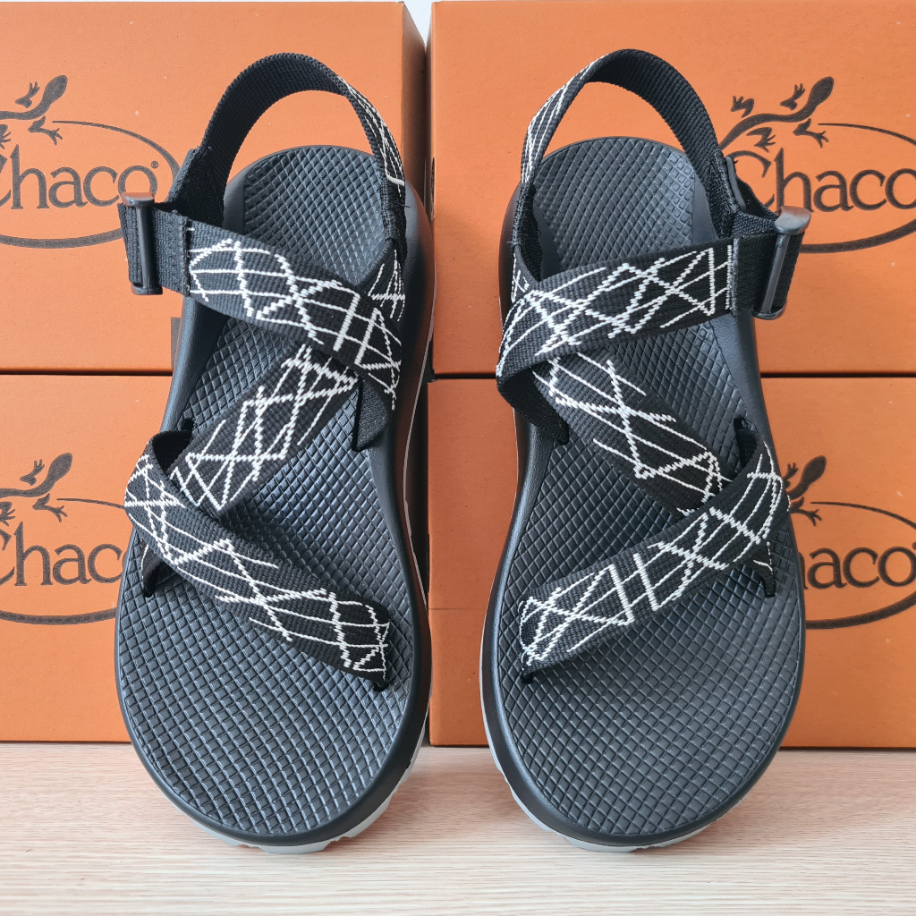 Giày sandal Chaco Nam Nữ, Dép Chaco Xuất Xịn Thời Trăng Năng Động Mã Đen Chỉ Trắng TG04