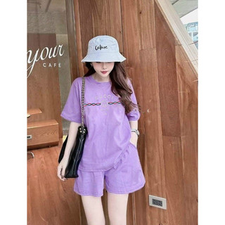 sét bộ short cotton logo thêu