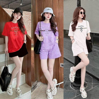 sét bộ short cotton logo thêu