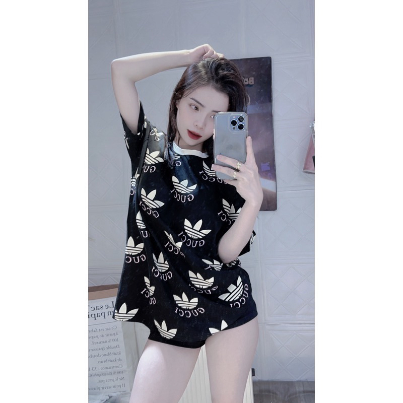 Áo Phông Rộng Dập Lá Nam Nam Nữ Unisex Cotton Mềm Mịn B110