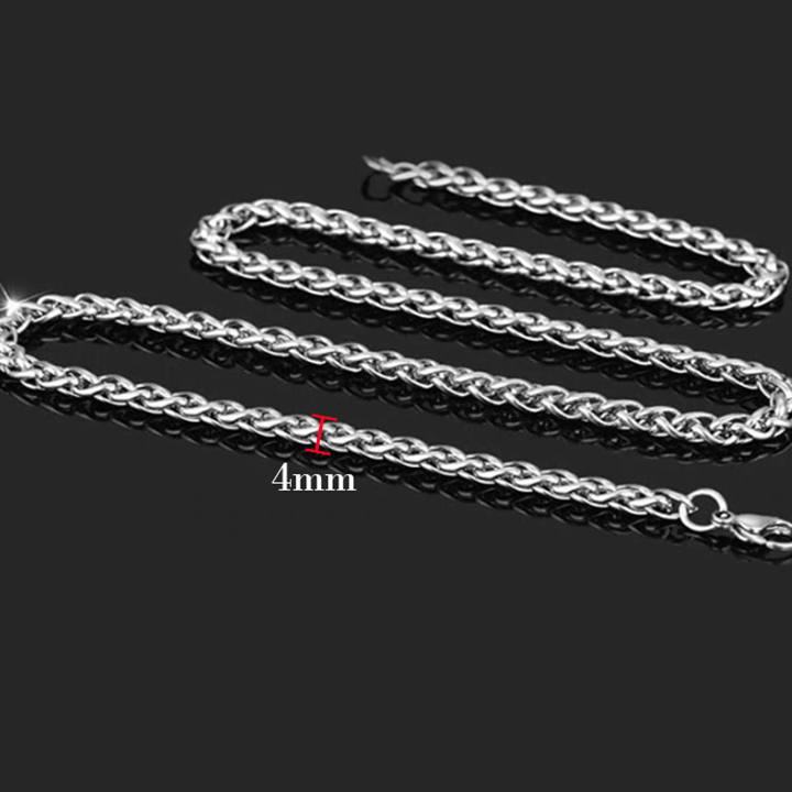 Dây chuyền nam đẹp cao cấp thời trang titan thép không gỉ kiểu bông dừa PT JEWELRY kích cỡ 4mm trắng PTDCNA173