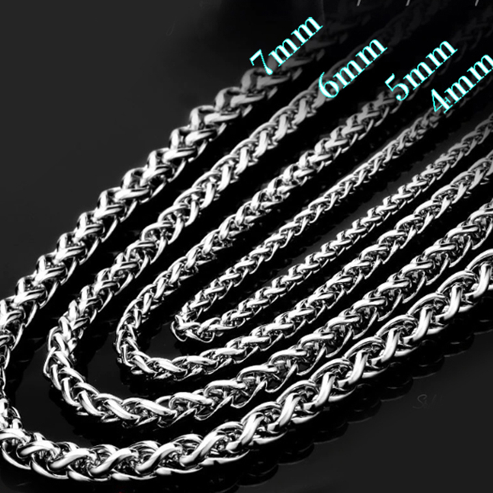 Dây chuyền nam đẹp cao cấp thời trang titan thép không gỉ kiểu bông dừa PT JEWELRY kích cỡ 4mm trắng PTDCNA173