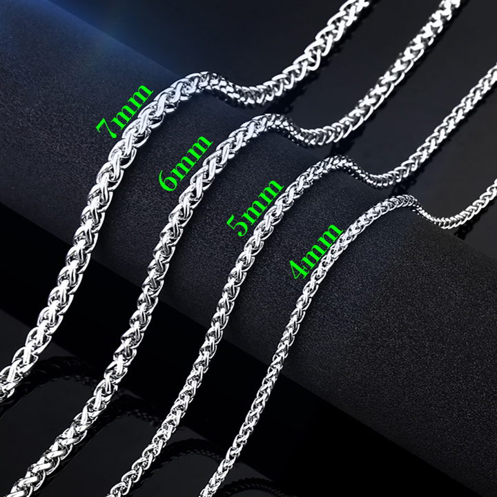 Dây chuyền nam đẹp cao cấp thời trang titan thép không gỉ kiểu bông dừa PT JEWELRY kích cỡ 4mm trắng PTDCNA173