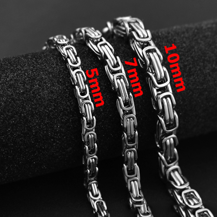 Lắc tay thép không gỉtitan nam cao cấp đẹp sang trọng kiểu ziczac vuông PT JEWELRY kích cỡ 5mm màu trắng PTLTNA85