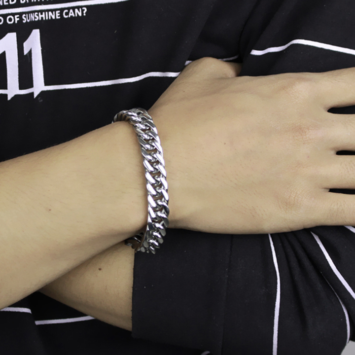 Lắc tay nam titan PT JEWELRY cao cấp thời trang rẻ đẹp thép không gỉ kiểu lặc kép vuông phong cách PTLTNA104