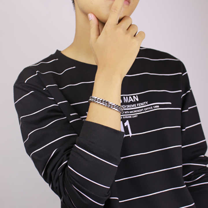 Lắc tay nam titan PT JEWELRY cao cấp thời trang rẻ đẹp thép không gỉ kiểu lặc kép vuông phong cách PTLTNA104