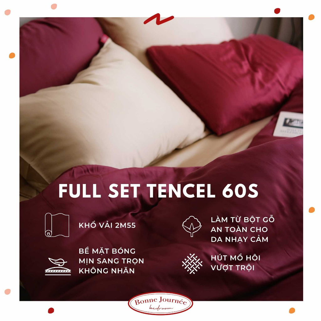 (TENCEL 60S) FULL SET Tencel 60s (Vỏ gối, Ga giường, Vỏ chăn) lụa mềm mại mát lạnh phù hợp mùa hè