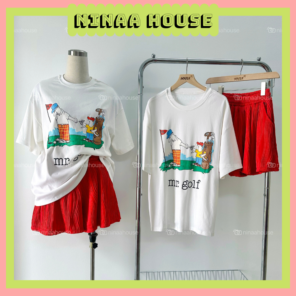 Set Áo Thun Trắng Hoạt Hình Kèm Quần Váy Đỏ Gân Xoè Nổi Bật - Ninaa House