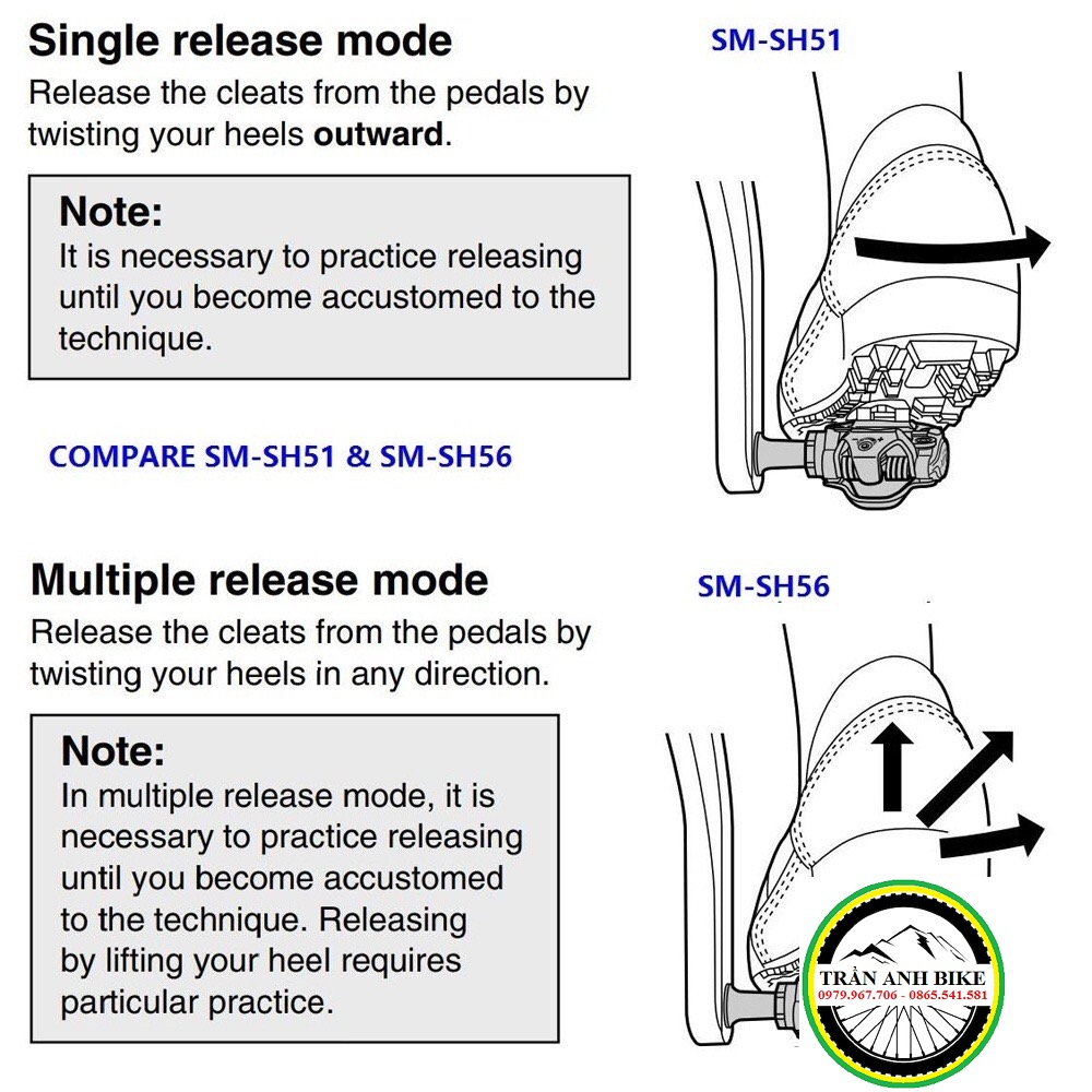 Can cá pedan xe đạp MTB SHIMANO SPD SM-SH51 / SM-SH56 - Hàng Chính Hãng