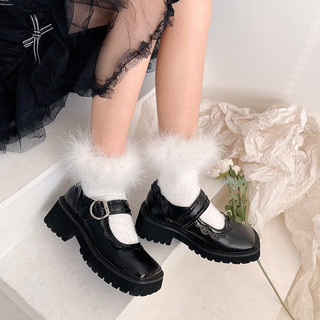 Vớ tất cổ thấp viền lông xù chất len cotton cute đáng yêu