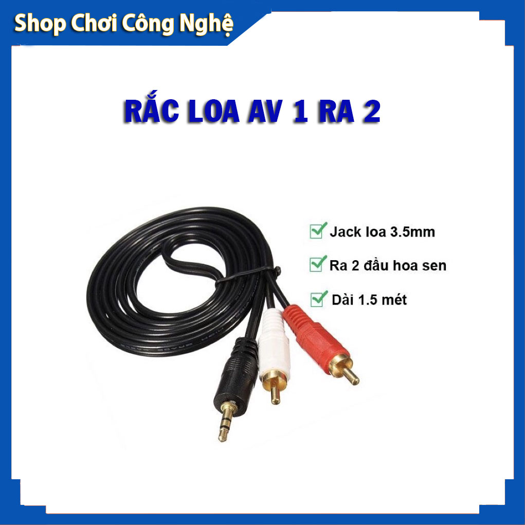 Dây loa 1 ra 2 dài 1.5m đen dây âm thanh av âm ly tivi | Điện thoại ra loa | Máy Chiếu ra Loa | Tivi Bõ ra loa