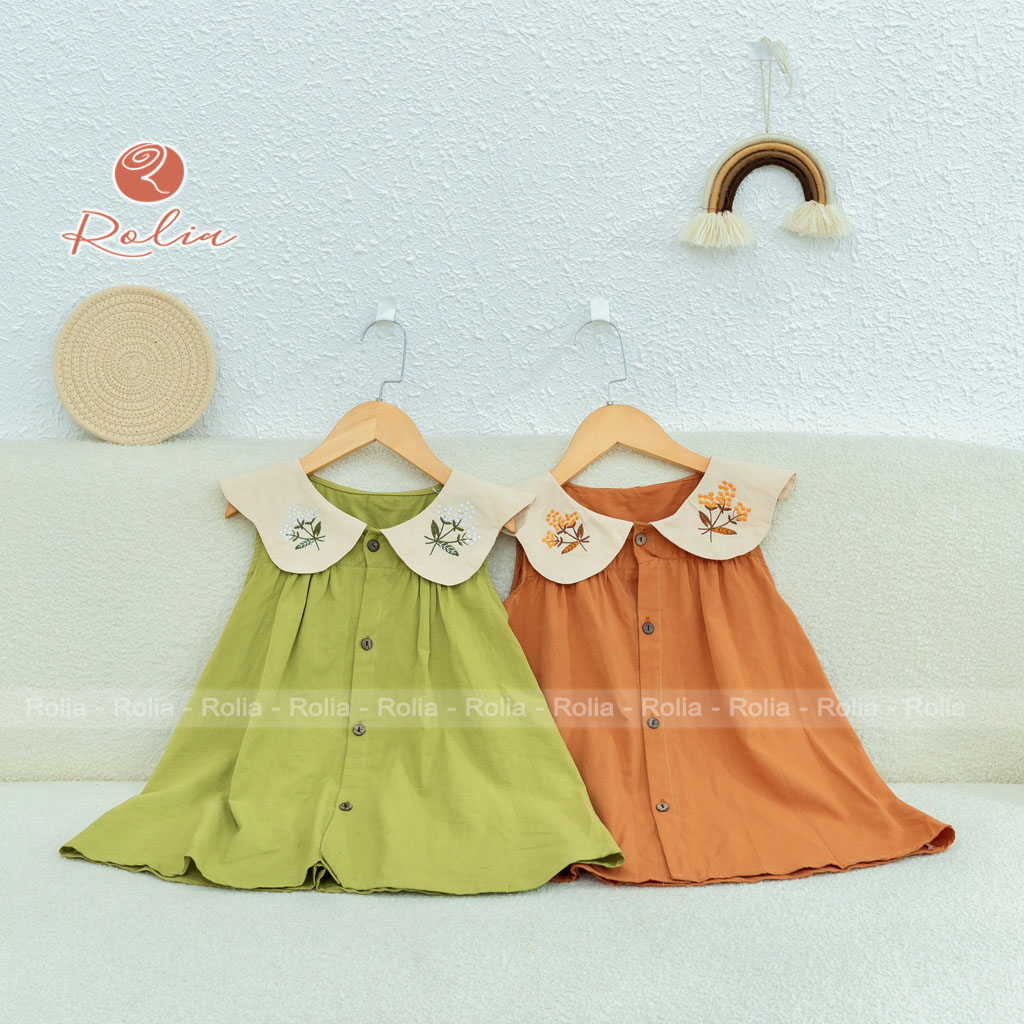 Váy đầm sát nách bé gái ROLIA chất thô Hàn mềm mát phù hợp cho trẻ từ 2-10 tuổi V144