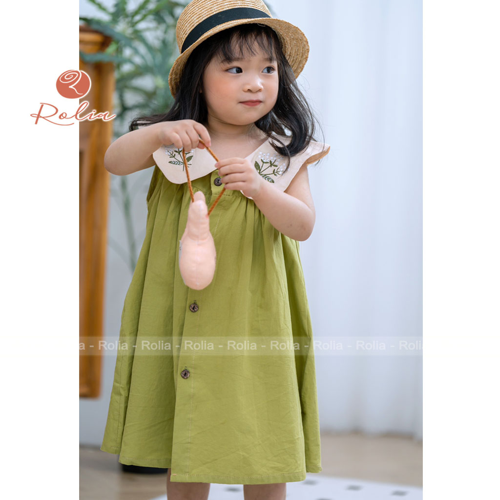 Váy đầm sát nách bé gái ROLIA chất thô Hàn mềm mát phù hợp cho trẻ từ 2-10 tuổi V144