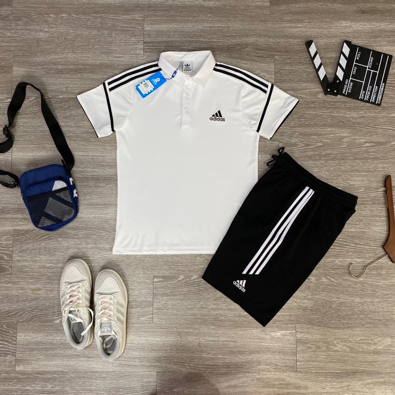 Bộ thể thao adidas nam mẫu mới phối sọc chất liệu vải gai cá sấu co dãn 4c thiết kế cao cấp