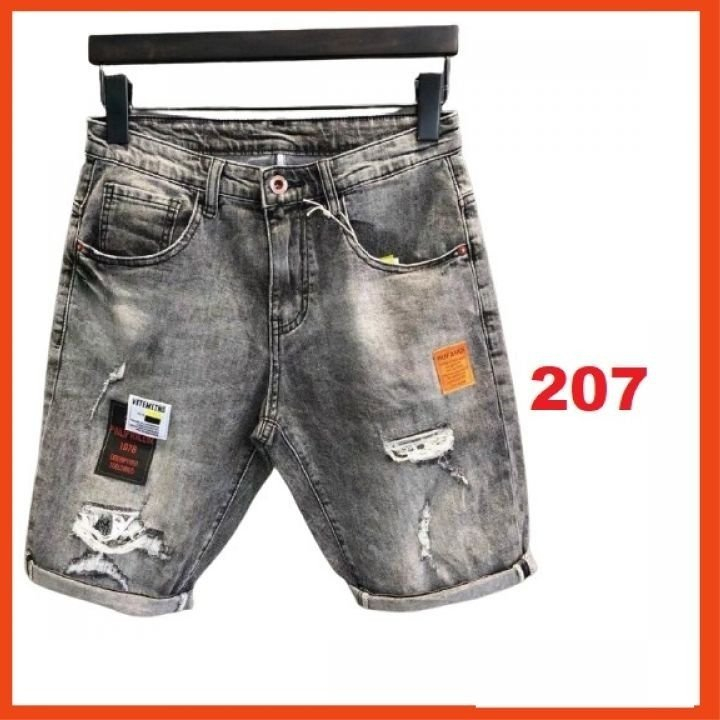 Quần short jean nam màu bạc rách- quần lửng nam chất liệu co giãn PN SHOP 90 ms228