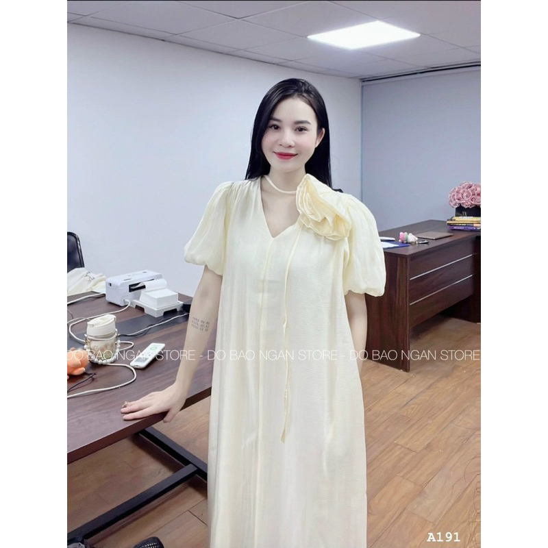 Đầm Tơ Hai Lớp Đính Hoa Dáng Suông Phom Rộng Mã LT012