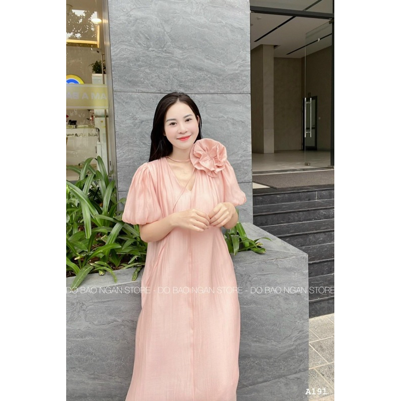 Đầm Tơ Hai Lớp Đính Hoa Dáng Suông Phom Rộng Mã LT012