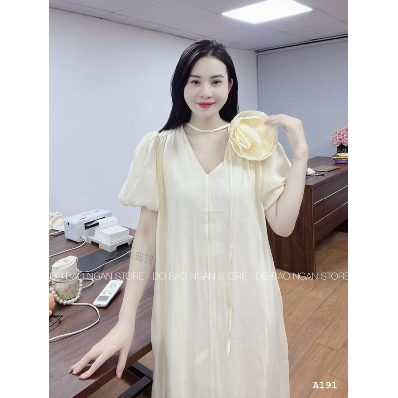 Đầm Tơ Hai Lớp Đính Hoa Dáng Suông Phom Rộng Mã LT012