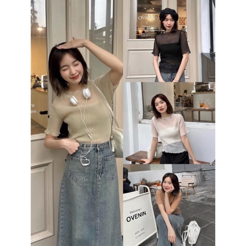 SET ÁO TƠ NHĂN CỘC TAY VIỀN BÈO KÈM QUÂY CÙNG MÀU”LOVE ME”