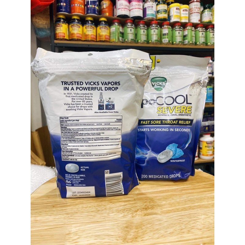 Kẹo  ngậm Vicks VapoCOOL Max Strength - 200 viên Date 9/2024
