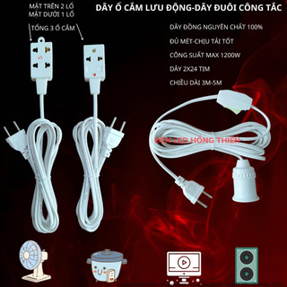 Ổ cắm nối lưu động 3m/5m 3 ổ cắm,dây đuôi đèn có công tắt 3m 5m 8m 10a 1000w