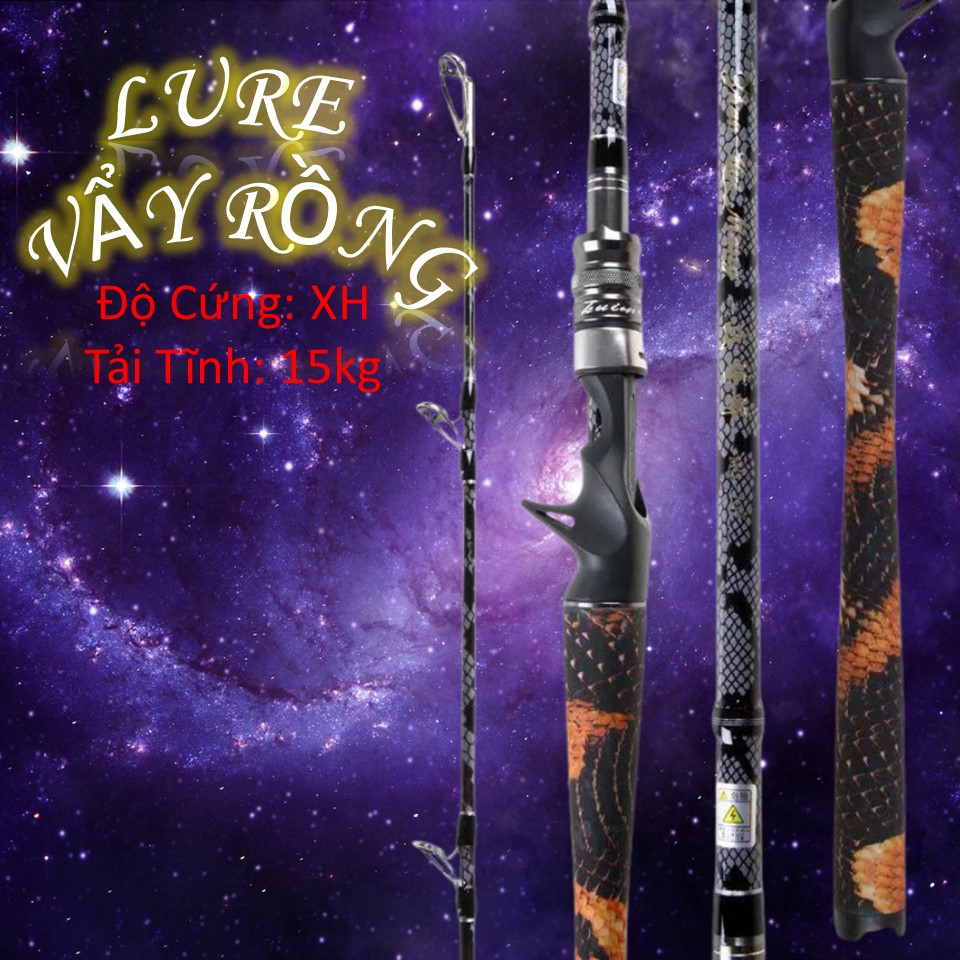 Cần Câu Lure Cao Cấp Vẩy Rồng, Chất Liệu Carbon, Độ Cứng H, Ngọn Đặc