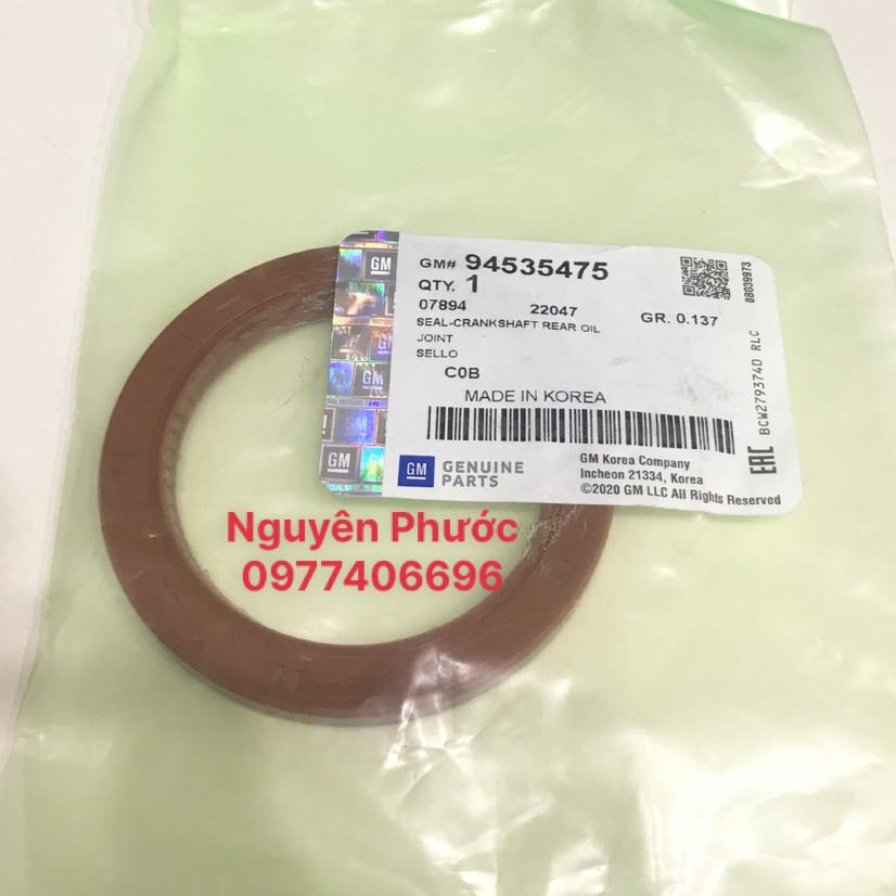 Phớt đuôi trục cơ/cốt máy (60*80*8) DEAWOO MATIZ & SPARK hàng xịn GM chính hãng - Mã PT 94535475