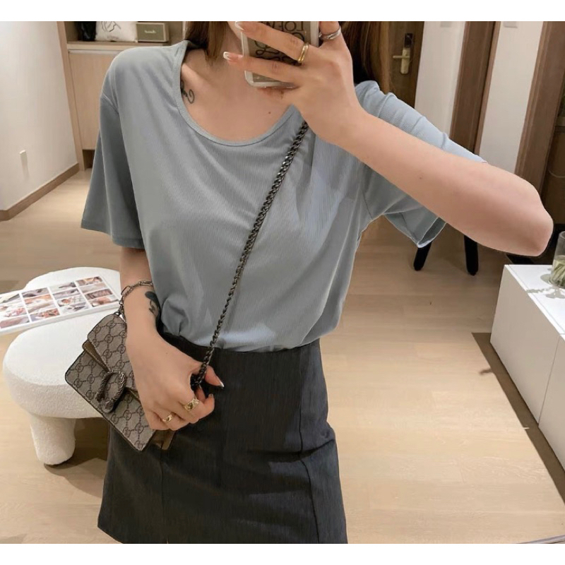 Áo thun nữ cổ tròn, thun trơn chất cotton lạnh nhiều màu, phông chất thun tăm hàng Quảng Châu