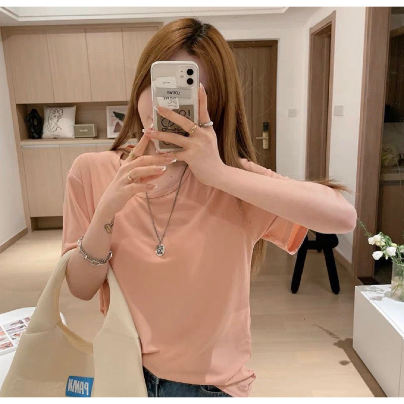 Áo thun nữ cổ tròn, thun trơn chất cotton lạnh nhiều màu, phông chất thun tăm hàng Quảng Châu