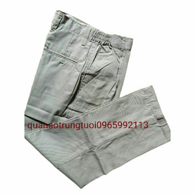 Quần lao động vải KaKi màu ghi/màu xanh công nhân